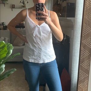 White sweetheart eyelet top